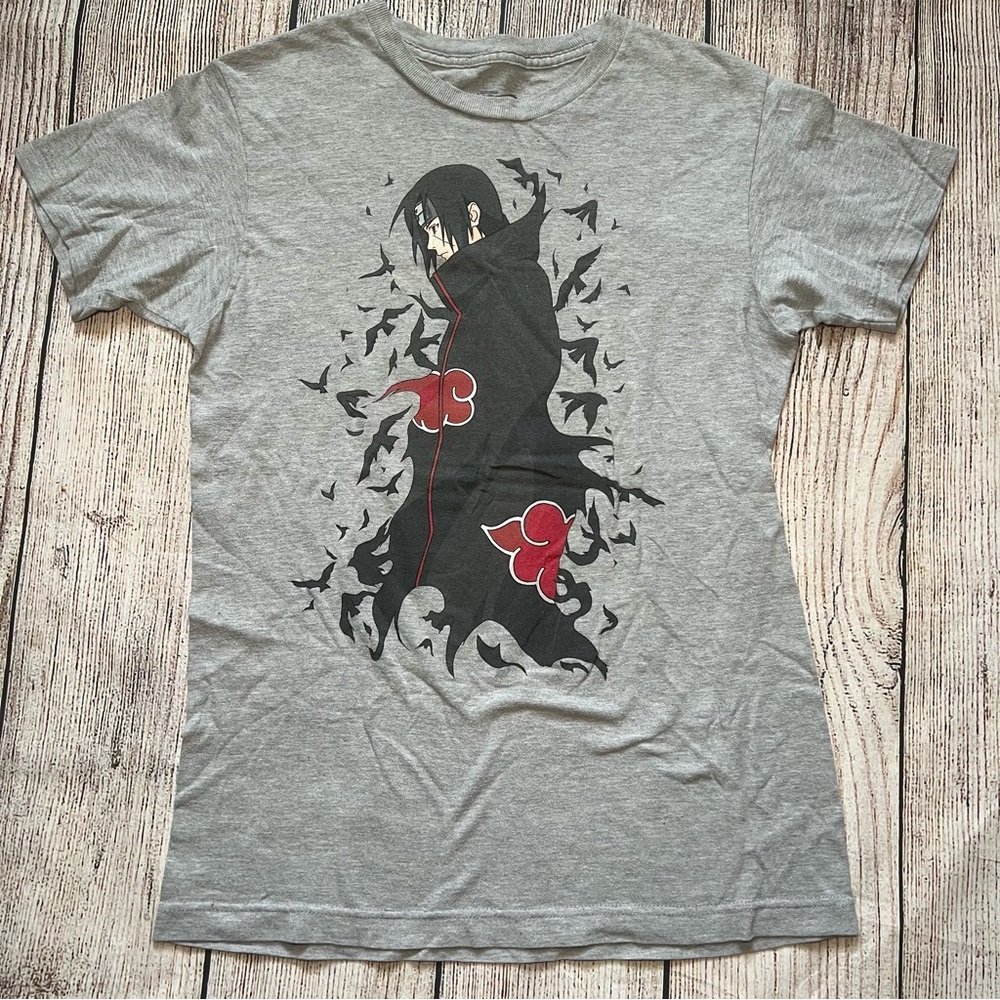 Naruto Shippuden Itachi Uchiha Men’s T-Shirt Gray‎ Graphic Tee Size Small